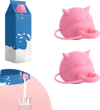 2 Stuks Silicone Melkdoosdeksels, Levensmiddelenveilige Leidingdeksels voor Melkcartons, Creatieve en Leuke Oplossingen voor Melkverpakking
