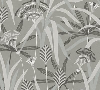 BLOEMEN BEHANG | Retro stijl - Grijs Blauw Groen - A.S. Création French Affair