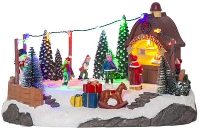 Star Trading LED-kerstscène 'Iceville', muziekdoos met rotatie en kleurrijk licht, batterijen + timer, b 27 cm, h 15 cm