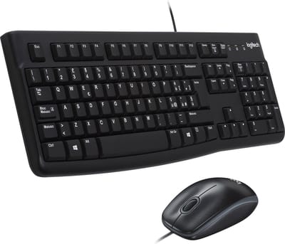 Keyboard and Mouse Logitech Desktop MK120 USB Black Italian