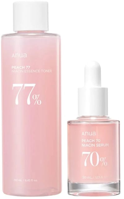 Anua 2 delig Bundel Facial Care Combi PEACH 77% Essence Toner 250ml And PEACH 70+ Serum 30ml