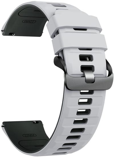 Siliconen bandje - geschikt voor Garmin Vivoactive 4 / Venu 4 (45mm) / Venu 3 / 2 / Forerunner 255 / Forerunner 265 / 570 (47mm) en Polar Vantage M / M2 / V3 / Grit X (Pro) - wit grijs