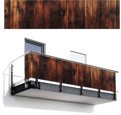 Balkonscherm 500x120 cm - Balkonposter Hout - Planken - Vintage - Donkerbruin - Balkon scherm decoratie - Balkonschermen - Balkondoek zonnescherm