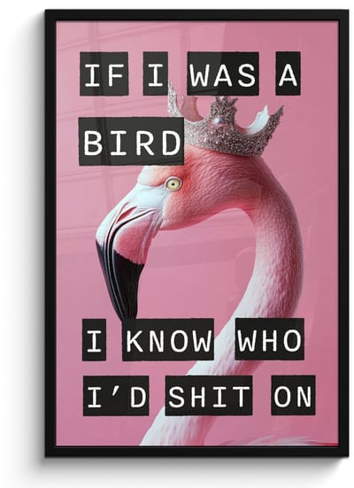 Poster in lijst - Fotolijst 60x90 cm - Posters - Flamingo - Roze - Vogel - Decoratie - Posterlijst zwart - Decoratie - Wanddecoratie woonkamer - Muurdecoratie slaapkamer