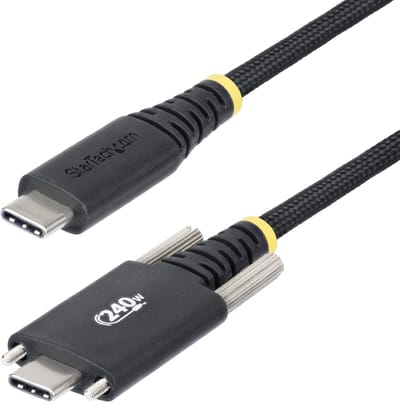 StarTech.com 3m USB-C Oplaadkabel, duurzaam en ultraflexibel met Zijschroefvergrendeling, 240W (5A) PD EPR, USB 2.0 Laptoplaadkabel, USB-IF-gecertificeerd, robuuste USB-C Laadkabel
