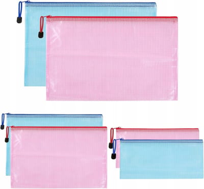 6x Plastic Documententassen A4/A5/A6 met Rits - Waterdicht PVC