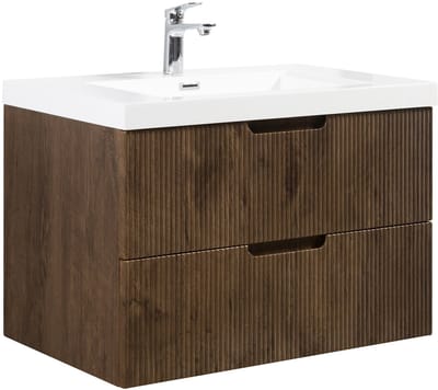 Badplaats Badkamermeubel Set Thermis 80 cm – Walnoot Bruin – Badmeubel met Wastafel