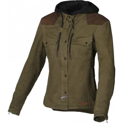 Dames motorjeansjack met capuchon Macna Inland