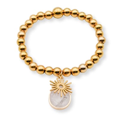 Marama - Armband Gold-Sun-Rose - Boho Island Collection - hoogwaardige kwaliteit - gold colored - met 2 hangers - roze goud - damesarmband - handgemaakt