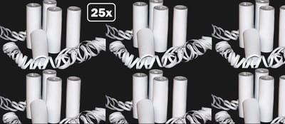 25x Papier rollen serpentines wit - Carnaval festival optocht feest party serpentine