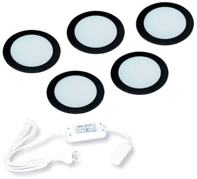 Hera FR-55 LED set van 5 spots inbouw 24V/15W zwart
