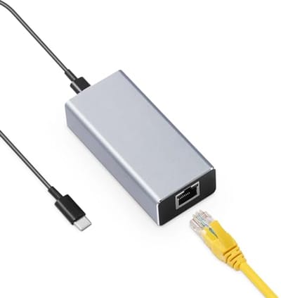 PoE netwerkadapter, Type-C Converter met Ethernet, USB C 5V/3A of 9V/2.22A auto-adaptief, 10/100Mbps voor smartphone en tablet