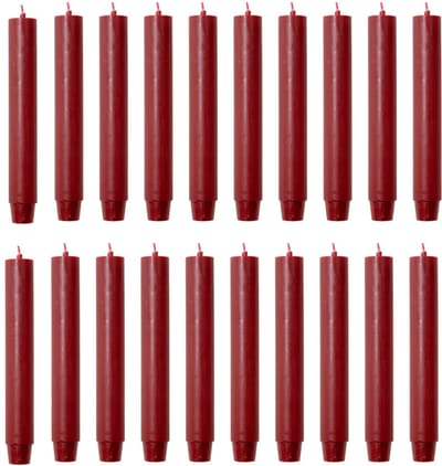 Rustik Lys chique mooie dinerkaarsen pak van 20 stuks 2.6 x 18 cm in de kleur Antiek Rood