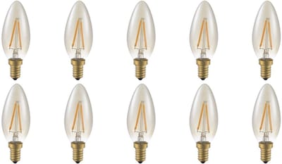 SPL E14 LED Lamp 2W Dimbaar - CRI 93 - Goud - Extra Warm Wit - 2200K - LED Filament Kaars C35 - Vervangt 11W - 10 Stuks