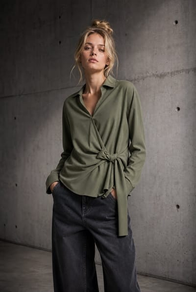 Vivi lyocell knot blouse | Army - Army / S