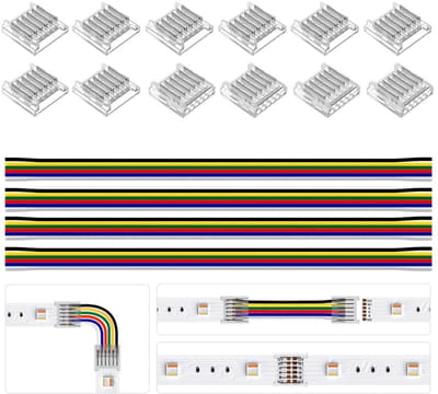 Allecto - 6pin LED Connector Kit - Verlengkabel - Transparant - Geschikt voor 12mm LED-strips - Perfect voor binnenshuis gebruik