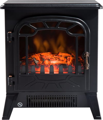 Elektrische sfeerhaard zwart 1850W - Elektrische kachel met realistisch vlameffect - 2 warmtestanden - Voor woonkamer en slaapkamer