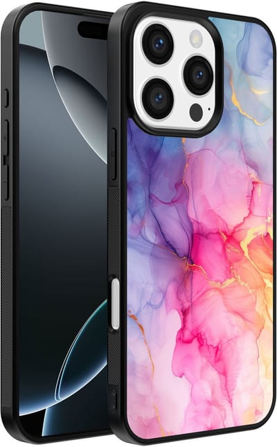 Smartphonica Telefoonhoesje Geschikt voor iPhone 16 Pro Max met marmer opdruk - TPU backcover case marble design - Regenboog geschikt voor iPhone 16 Pro Max