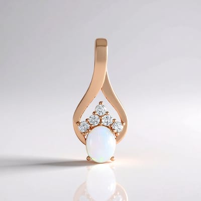 Cavill - Zilveren Hanger Rosé Verguld - 925 Sterling Zilver - Ovale Welo-opaal 1,325 ct + 5 Zirkonia 0,727 ct - Elegant, Uniek - Hangers voor Dames