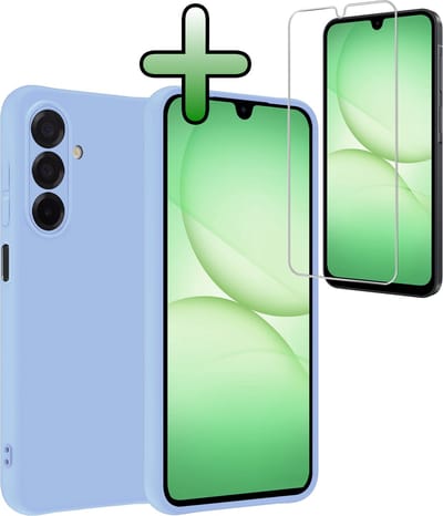 Hoesje Met Screenprotector - Geschikt voor Samsung Galaxy A17 - Sterk & Shockproof - Back Cover - Siliconen Case - Telefoon Hoes - Lichtblauw