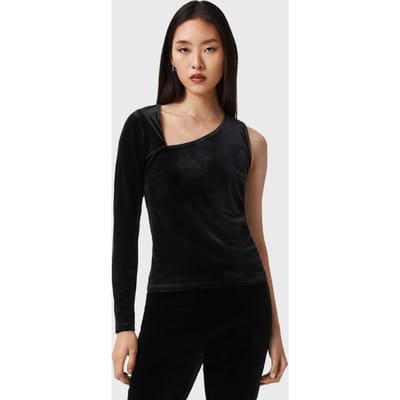 AllSaints Ari Velvet Top Black Taglia: 2 | Maglie a manica lunga Outlet | Donna | Nero