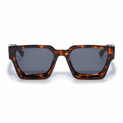 VHV Zonnebril vierkant - Zonnebrillen - Festival bril - Rave bril - Glasses - Dik montuur - Amber