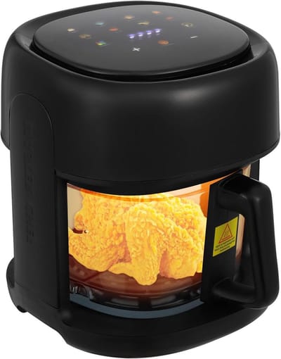 Heteluchtfriteuse, 3,3 l, 1350 W, airfryer met kijkvenster, 8 programma's, friteuse zonder olie, automatische uitschakelfunctie, gemakkelijk te reinigen, touchscreen, grillen, bakken, braden enz