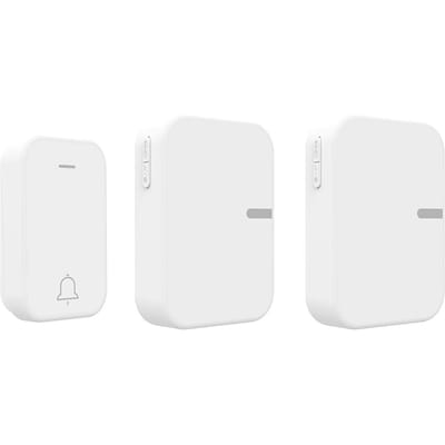 Sonnette sans fil auto-alimentée, étanche, intelligente, sans batterie, Distance à Distance de 150M 2 EU-1 Doorbell and 2 Receiver blanc