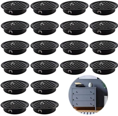 Rond ventilatierooster voor kledingkast - 35 mm - zwart - roestvrij staal