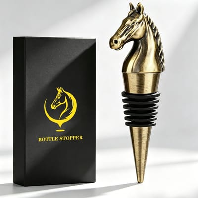 Thijox - Wijnstop in Paardenhoofd, Brons Flessenstop voor Wijn en Champagne, Uniek Cadeau voor Vaderdag, Verjaardag, Kerstmis voor Mannen en Vrouwen