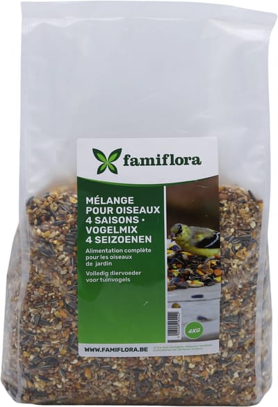 Famiflora Winter Strooivoer - 4kg - 4-Seizoenen Mengeling - Energierijk - Wintervoer voor tuinvogels - Vogelvoer