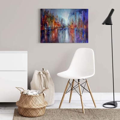 Canvas print DD123077 CityOnTheRiver A.S. Création 0,7 x 0,5 m Blauw Kantoor Hal/Gang Keuken Slaapkamer Woonkamer