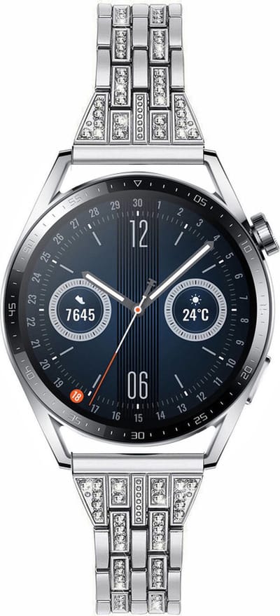 Stalen Black Diamond bandje - geschikt voor Huawei Watch GT 2 / GT 3 / GT 3 Pro 46mm / GT 4 46mm / GT 5 & 5 Pro (46mm) / GT 2 Pro / GT Runner / Watch 3 / Watch 3 Pro - zilver
