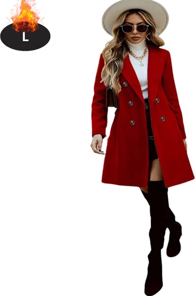 Livano Mantel Dames - Tussenmantel - Jas - Mantelpakje - Trenchcoat - Overjas - Overcoat - Winter - Rood - L
