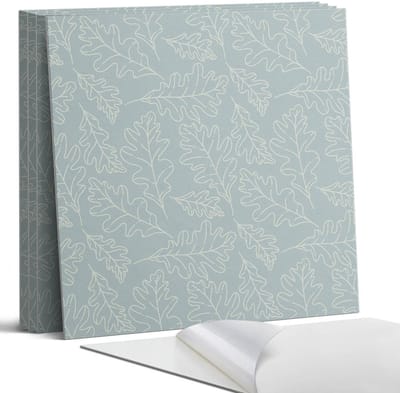 Coloray Wandpanelen Zelfklevend - Bladeren op een delicate achtergrond Zelfklevende Wandpanelen - 50 cm x 50 cm - Turkoois Wandpaneel PVC - 4 stuks - Bloemen en planten Wandpanelen Zelfklevend - Wandbord Keuken - Wandpaneel Badkamer
