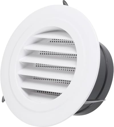 Ventilatieopeningen Rond - Ventilatierooster Afdekking - Luchtcirculatie Verbeteren - Ingebouwd Vliegenscherm - 10.5 cm Diameter - Wit