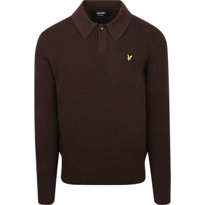 Polo Shirt Lange Mouw Lyle &amp; Scott Lyle Scott Longsleeve Poloshirt Lamswol Bruin