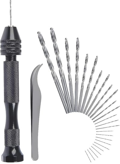 Mini-handboorbit set met 25 spiraalboren voor handwerk en houtbewerking