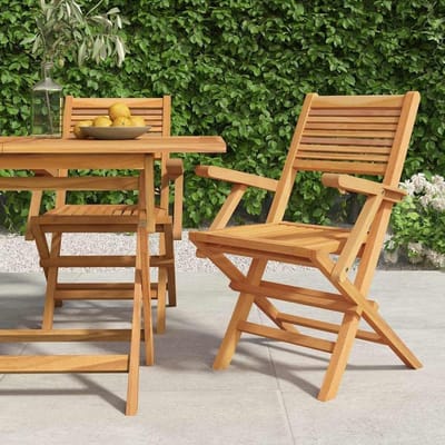 Inklapbare tuinstoelen - Houten stoelen - Buiten ontspannen - Massief teakhout - 2 stuks - Houtkleur