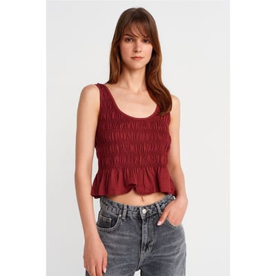 Gestructureerde Katoen-modal Crop Cami Blouse