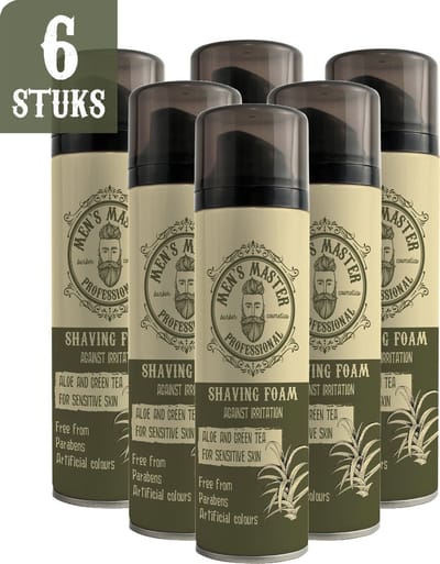 Men's Master Scheerschuim Mannen Voordeelverpakking – Extra Dikke Shaving Foam – Voorkomt Scheerirritatie – voor Gevoelige Huid – 6 x 200ml