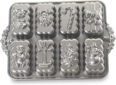 Bakvorm "Holiday Mini Loaf Pan" - Nordic Ware | Sparkling Silver Holiday