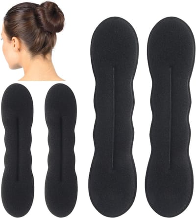 Set van 4 haaraccessoires voor vrouwen, inclusief 2 kleine en 2 grote antislip schuimvormen voor moeiteloze updo's, haarclips en herbruikbare bun curlers