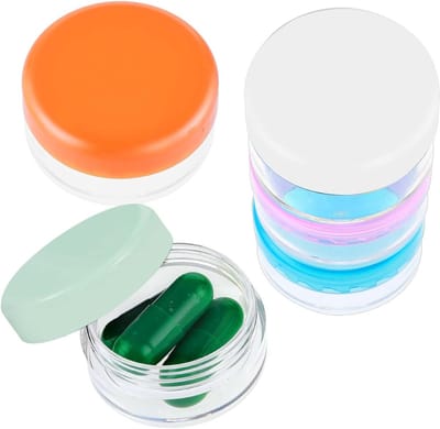 Kleine Pillen Organizer voor Reizen, 5 Stuks Portable Mini Medicijnhouder, BPA-vrij en Ideaal voor Wallet en Tas