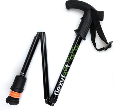 Flexyfoot wandelstok met Derby handvat - opvouwbaar zwart