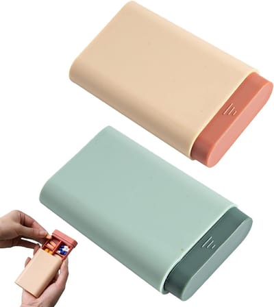 Compacte Pillendoos, 2-Pack Reisdoos met 6 Compartimenten, Handige Opberging voor Medicijnen, Vitaminen en Visolie (Roze + Groen)