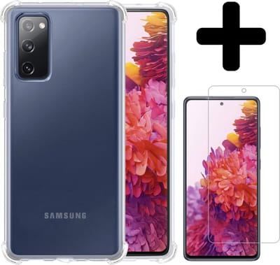 Hoesje - Met Screenprotector - Geschikt voor Samsung Galaxy S20 FE - Sterk & Shockproof - Siliconen Case - Back Cover - Telefoon Hoes - Shock Proof - Telefoonhoesjes - Transparant