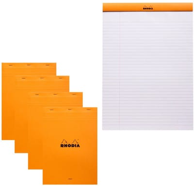 Rhodia Notitieblok - Schrijfblok - N18 - Gelijnd - A4 - 80g - Oranje - 80 vel - 5 stuks