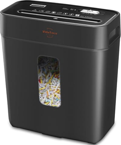 Papierversnipperaar voor thuisgebruik, VidaTeco 6-vel Cross-Cut Shredder, ook versnipperaar kaart/clip/nietje, P-4 hogere beveiliging, kleine documentvernietiger voor kantoor, papierversnipperaar