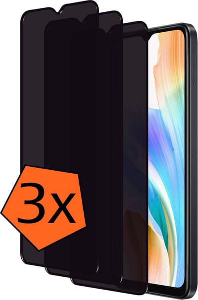 Screenprotector - 3 Stuks - Geschikt voor OPPO A18 - Privacy Filter - Gehard Glas - Beschermglas - Tempered Glass - Screen Protector